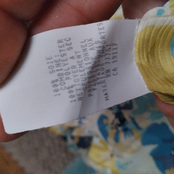 VINTAGE BETSEY JOHNSON Yellow, Blue, White Floral Silk Halter Style Dress, sz 8 - Picture 7 of 11